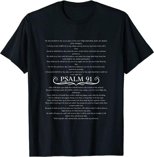 Discover T-Shirt Camiseta Manga Curta Salmo 91 Escritura Bíblica