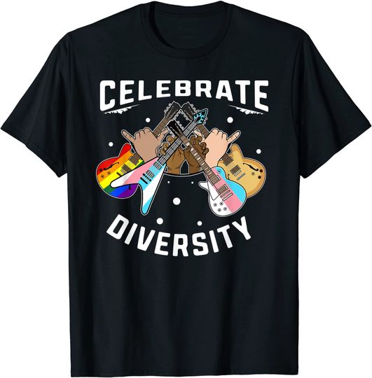 Discover T-Shirt Camiseta Manga Curta Celebração Do Orgulho Músico Guitarrista