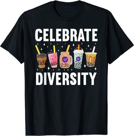 Discover Bubble Boba Tea T-Shirt Camiseta Manga Curta Celebração Do Orgulho