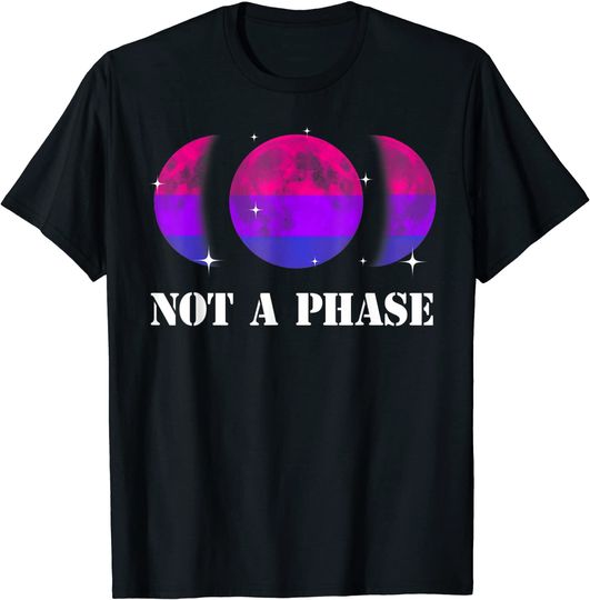 Discover T-Shirt Camiseta Manga Curta Celebração Do Orgulho Not A Phase LGBT Pride Moon
