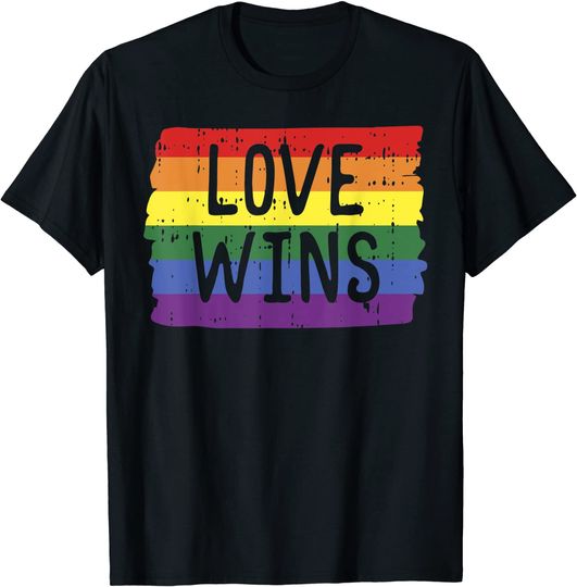 Discover T-Shirt Camiseta Manga Curta Celebração Do Orgulho Love Wins
