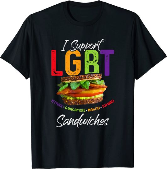 Discover T-Shirt Camiseta Manga Curta Celebração Do Orgulho Alface Guacamole Bocino Sanduíche De Tomate