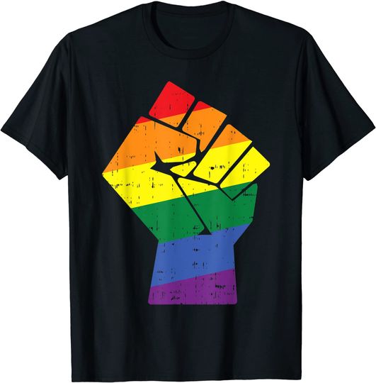 Discover T-Shirt Camiseta Manga Curta Celebração Do Orgulho Equality Rights Protest LGBT