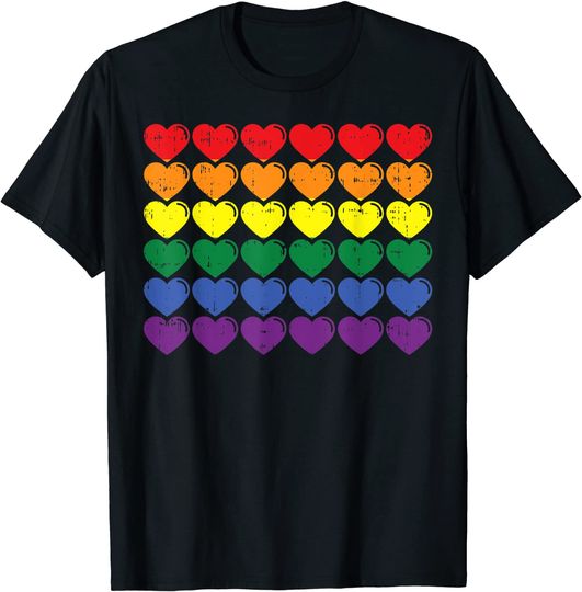Discover T-Shirt Camiseta Manga Curta Celebração Do Orgulho Rainbow Flag
