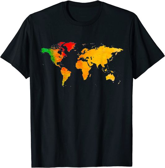 Discover T-shirt Unissexo Continententes Coloridos Mapa do Mundo