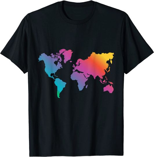 Discover Mapa do Mundo Colorido | T-shirt Unissexo