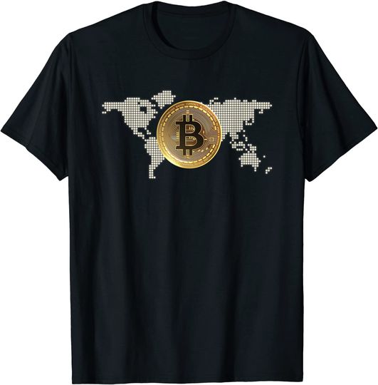 Discover Mapa do Mundo e Bitcoin | T-shirt para Homem e Mulher