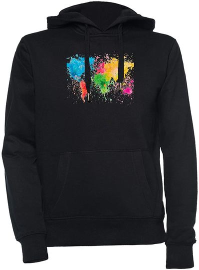 Discover Hoodie Sweater com Capuz para Homem e Mulher Mapa do Mundo Colorido
