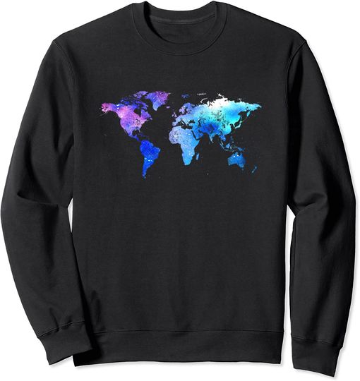 Discover Suéter Sweatshirt para Homem e Mulher Mapa do Mundo Colorido