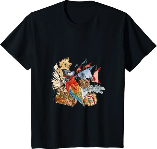 Discover T-shirt Unissexo Vintage Tesouro Piratas das Caraibas