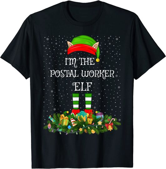 Discover T-Shirt Camiseta Manga Curta Postais De Natal Trabajador Postal Elfo