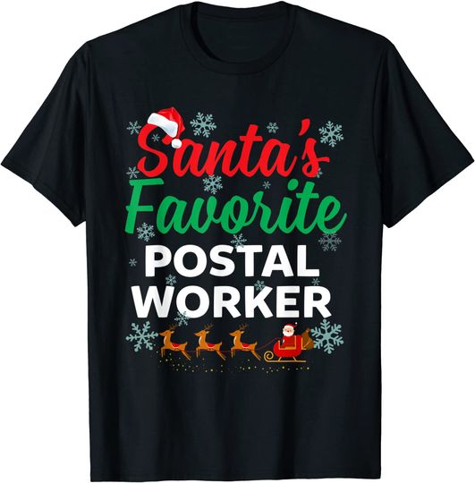 Discover T-Shirt Camiseta Manga Curta Postais De Natal Para A Favorita Do Funcionário Dos Correios Do Papai Noel