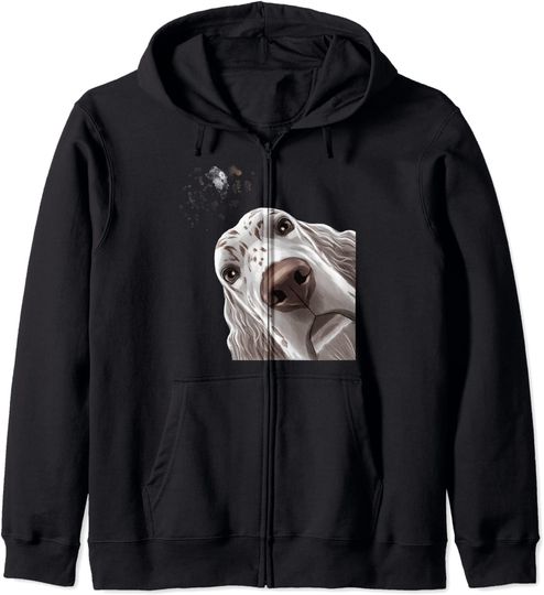 Discover Hoodie Sweatshirt com Capuz e Fecho-éclair Unissexo Engraçada Cão Setter Inglês
