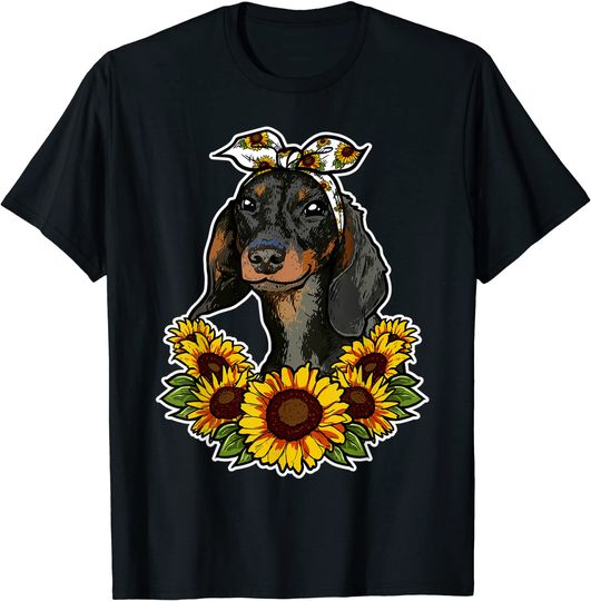 Discover Presente Para O Cão Decoração De Girassóis Dachshund T-Shirt Camiseta Manga Curta Teckel