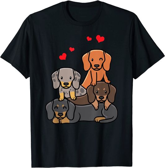 Discover Cão Dachshund Teckel Cão Vienesa Com Corações T-Shirt