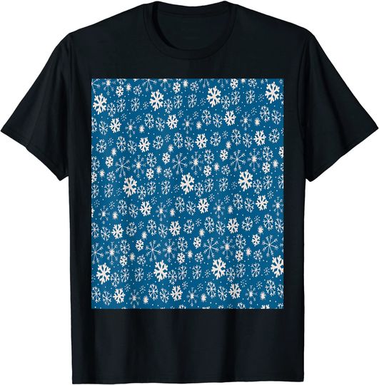 Discover T-shirt Unissexo Floco de Neve com Fundo Azul