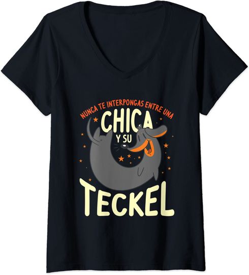 Discover Mulher Encontro Animal Para Menina Amante Cão Salsicha Teckel T-Shirt Decote Em V