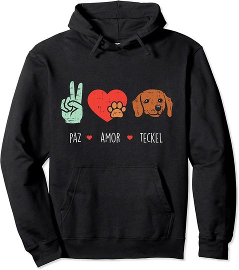Discover Hoodie Sweater Com Capuz Teckel Paz Amor Teckel Cão Lindo