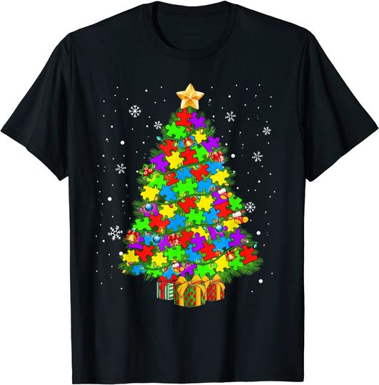 Árvore de Natal Quebra Cabeças | T-shirt Unissexo Presente de Natal Ideal