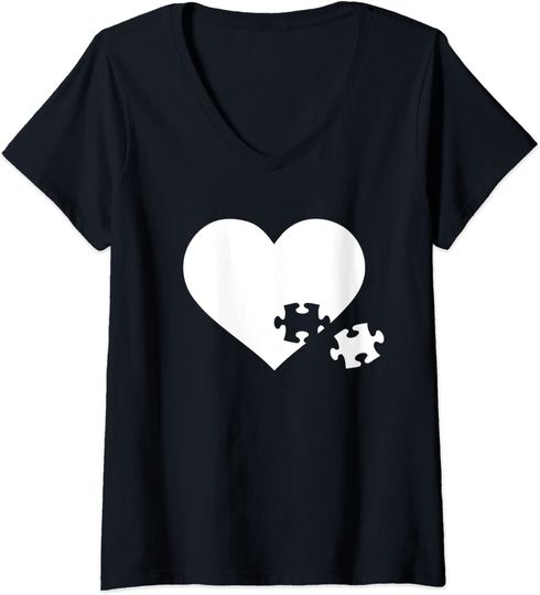Discover T-shirt de Mulher Decote em V Presente para Amantes de Quebra-cabeça