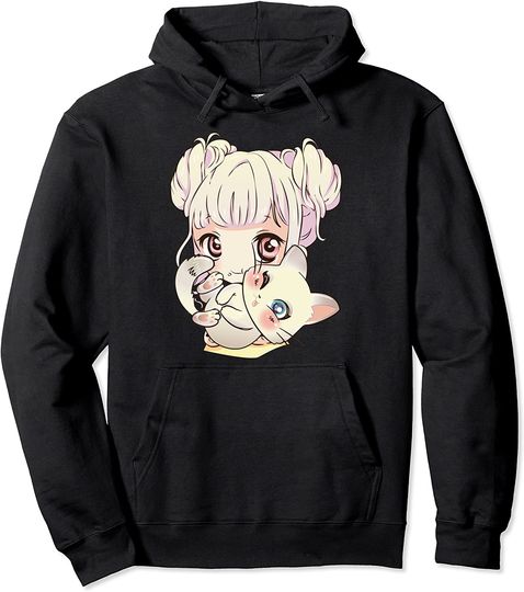 Discover Hoodie Sweater Com Capuz Otaku  Bonito Anime e Gatos