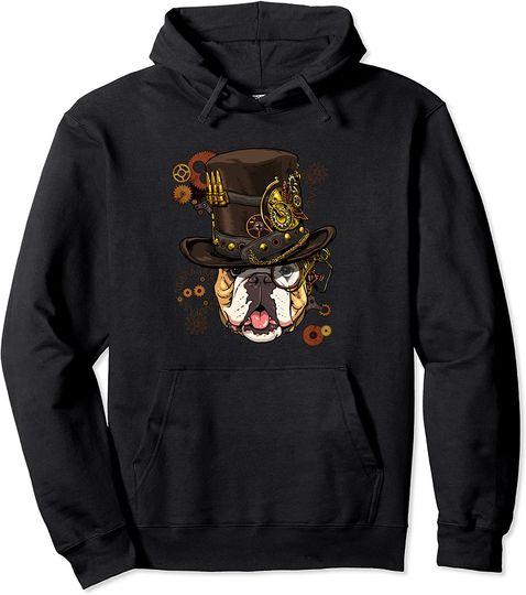 Discover Cão Buldogue Americano Steampunk | Hoodie Sweater com Capuz Unissexo