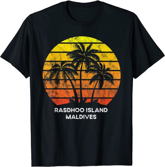 Discover T-Shirt Camiseta Manga Curta Maldivas Mapa  Palmeira de Praia para Férias