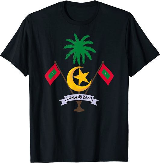 Discover T-Shirt Camiseta Manga Curta Maldivas Mapa Escudo de Armas