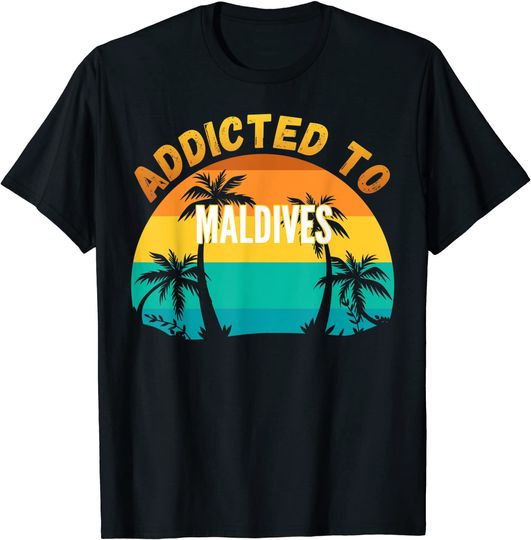 Discover T-Shirt Camiseta Manga Curta Maldivas Mapa  Adicto a Maldivas