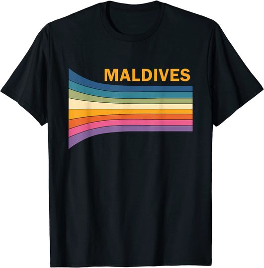 Discover T-Shirt Camiseta Manga Curta Maldivas Mapa  Retro Vintage 70s