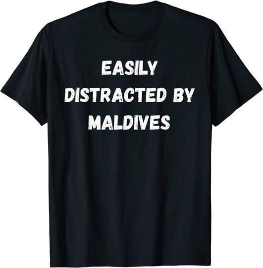 Discover T-Shirt Camiseta Manga Curta Maldivas Mapa Distraída Fácilmente por Maldivas