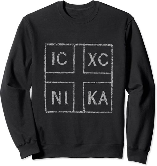 Discover Suéter Sweatshirt Letras Gregas IC XC NIKA