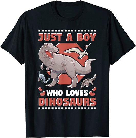 T-Shirt Camiseta Manga Curta Desenhos De Animais Apenas Uma Criança Que Ama Os Dinossauros