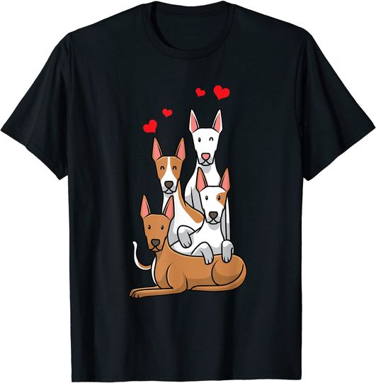 T-Shirt Camiseta Manga Curta Desenhos De Animais Cão Podenco Com Muitos Corações