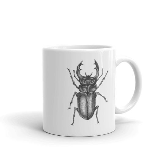 Illustrated Beetle Ceramic Mug Caneca De Cerâmica Clássica Besouro Preto
