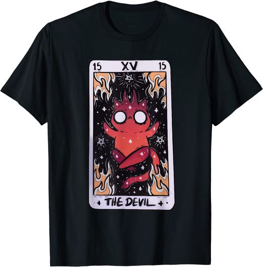 Discover T-shirt Unissexo Carta de Tarô O Diabo Místico Psíquico Vidente Demônio