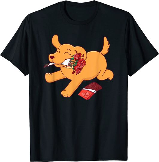 Discover T-Shirt Camiseta Manga Curta Golden Retriever Bebe Bonito Cão Golden Retriever Flores Chocolate Dia Dos Namorados