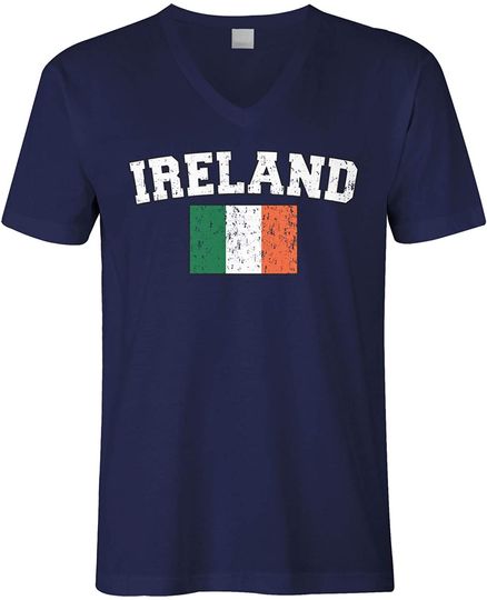 Discover T-shirt Unissexo Decote em V Vintage Bandeira Irlanda