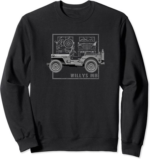 Discover Suéter Sweater para Homem e Mulher Willys MB Vintage Off Road Classic Vehicle WW2