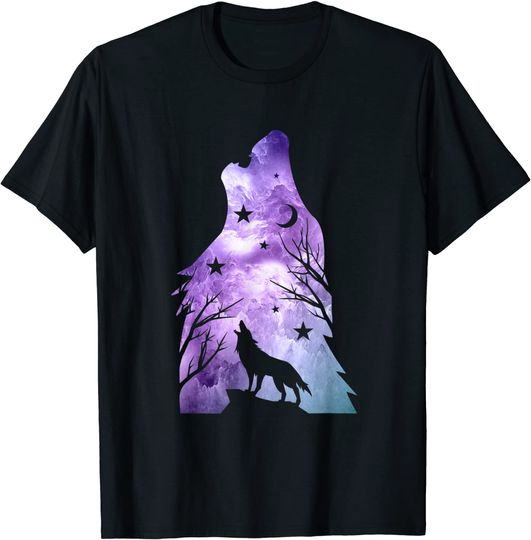 Discover T-shirt para Homem e Mulher Lobo A Uivar