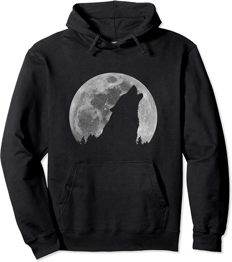 Discover Hoodie Sweatshirt com Capuz Unissexo Lua Lobo A Uivar