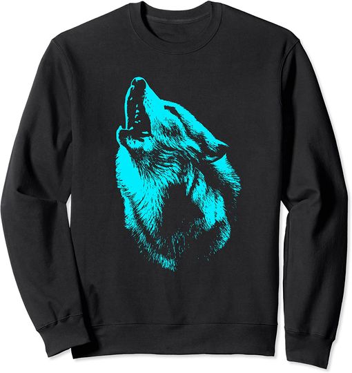 Discover Suéter Sweatshirt Unissexo Lobo Azul A Uivar