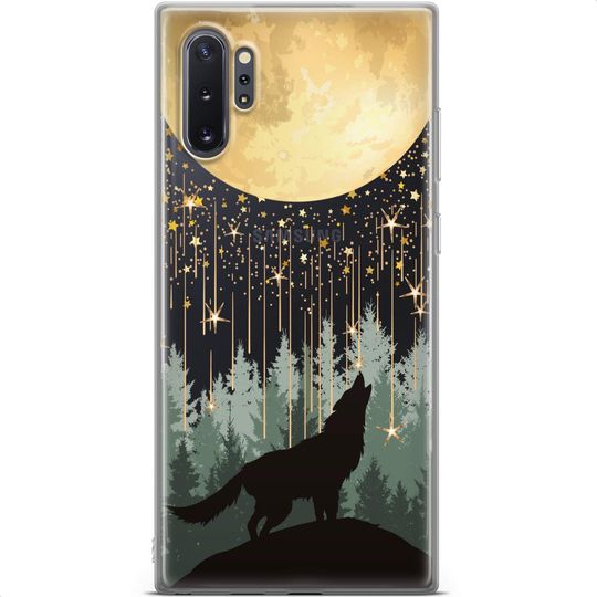 Discover Capa de Telemóvel Samsung Lua Estrelas e Lobo A Uivar
