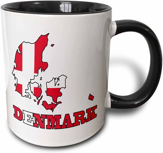 Discover Mapa da Dinamarca | Caneca de Cerâmica com Cor Interna 325ml