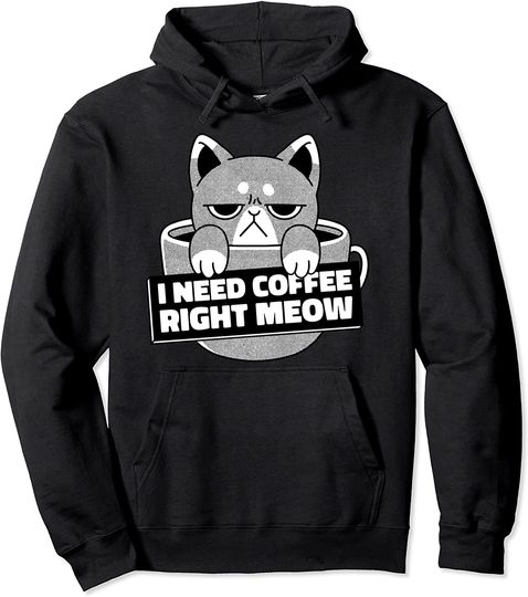 Discover Hoodie Sweater Com Capuz Gato Meme Necesito Café Derecho Maullido