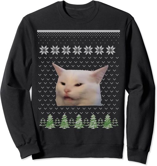 Discover Suéter Sweatshirt Gato Meme Feio Natal