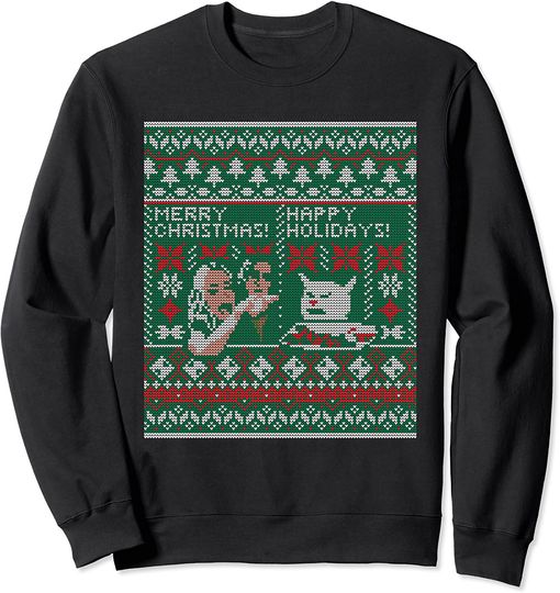 Discover Suéter Sweatshirt Gato Meme Natal Estilo