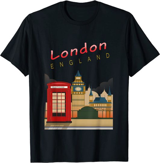 Discover Me Encanta Londres  T-Shirt Camiseta Mangas Curtas Lembranças