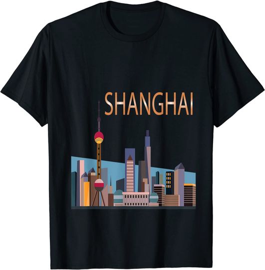 Discover T-Shirt Camiseta Mangas Curtas Lembranças Lindo Monumento de Shangai Arte