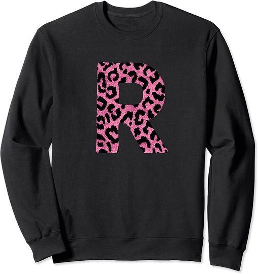 Discover Estampado De Leopardo Rosa Monograma A Letra R Suéter Sweatshirt